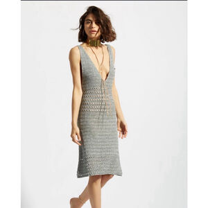 Women's ALBA Silver Radiolandia Crochet Mini Dress L